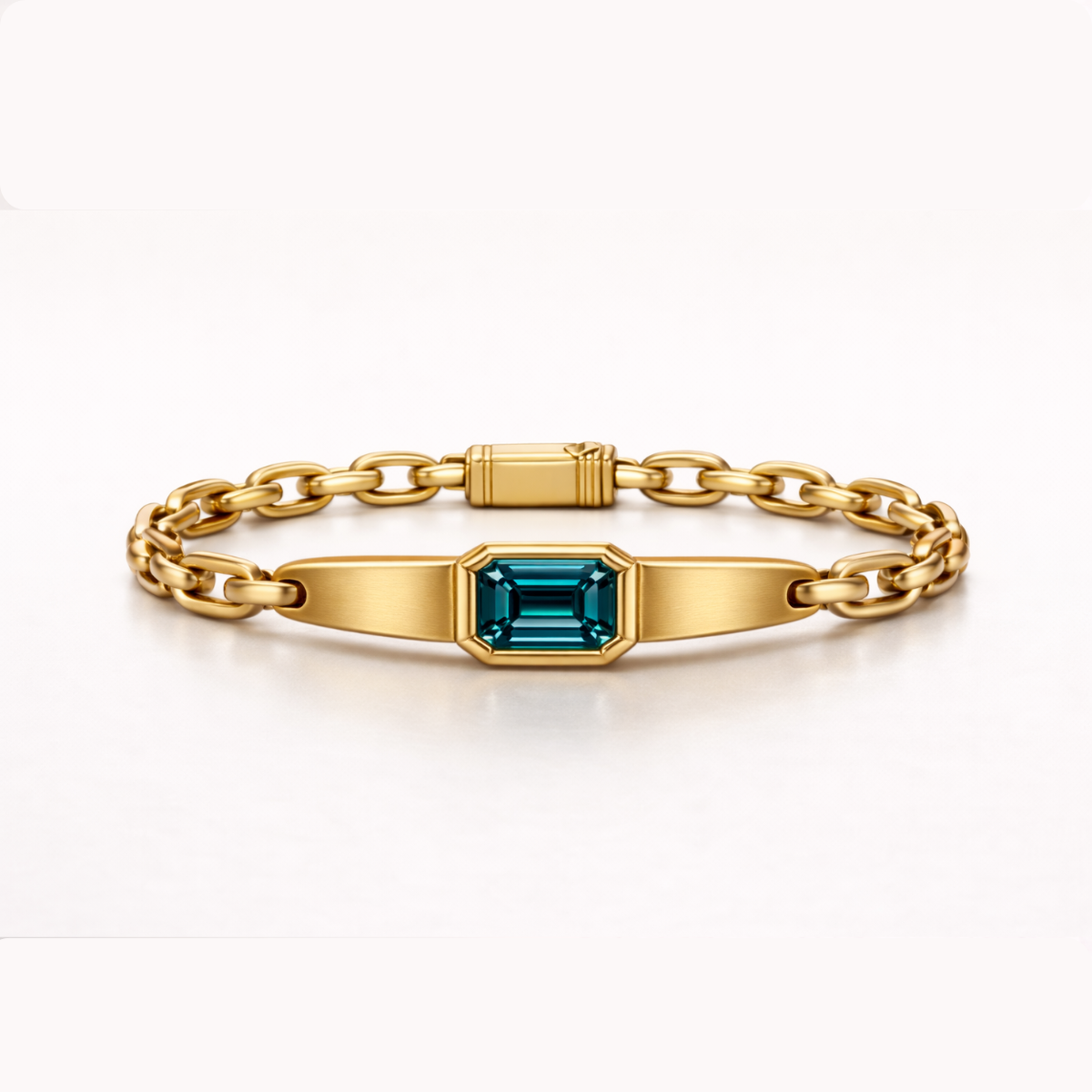 Golden Emerald Link Bracelet