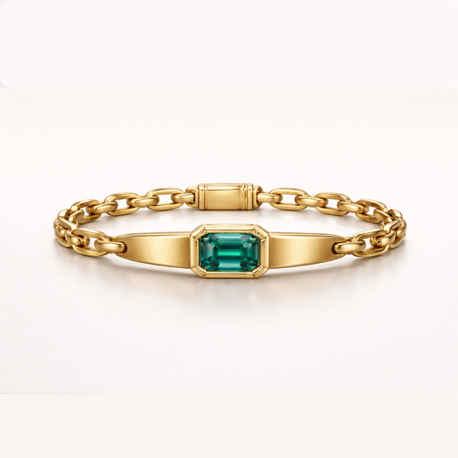 Golden Emerald Link Bracelet