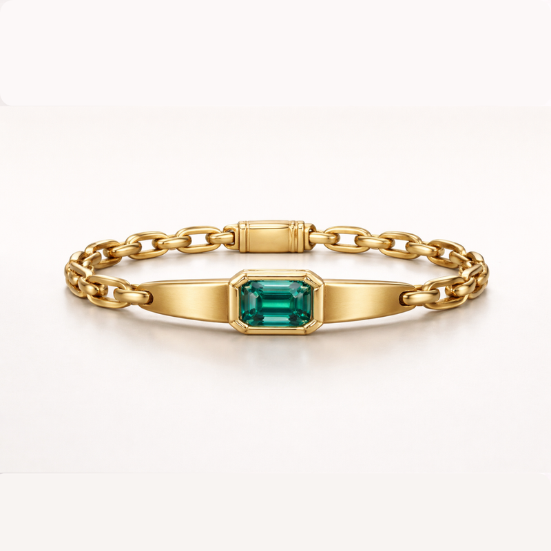 Golden Emerald Link Bracelet