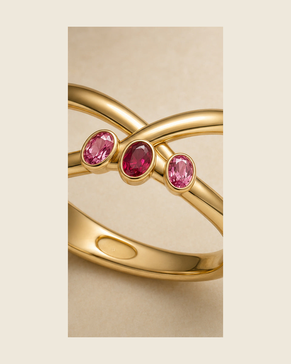 Aurea Forma Embrace Cuff — Ruby & Pink Spinel — construction detail