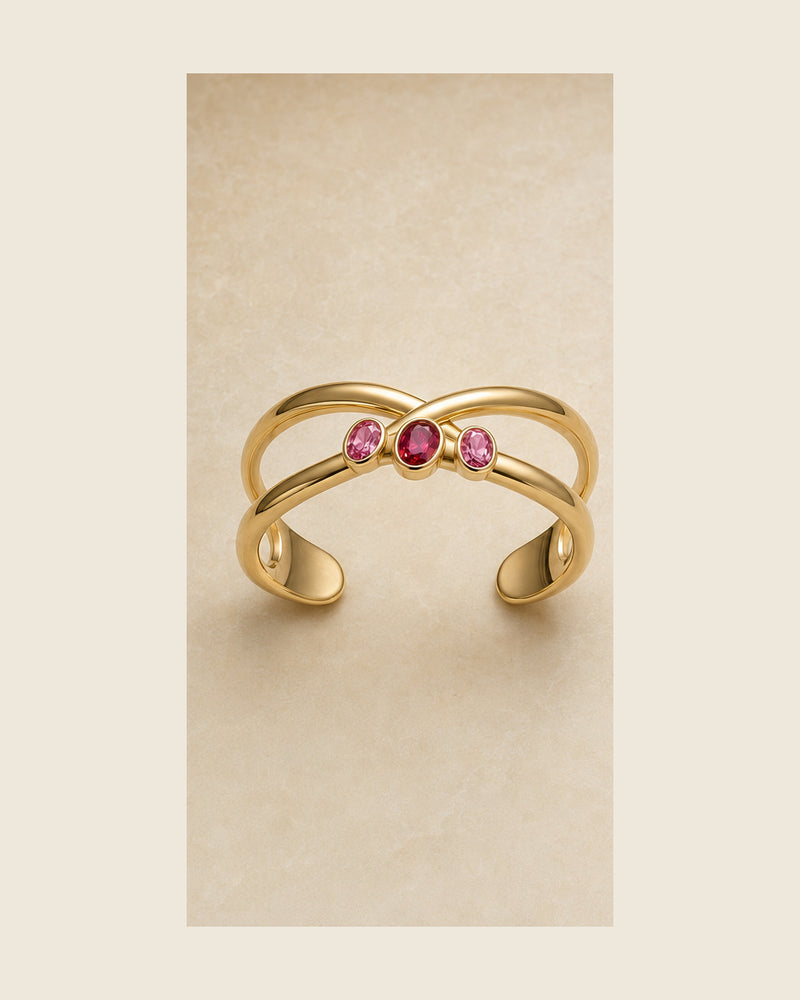 Aurea Forma Embrace Cuff — Ruby & Pink Spinel — product portrait