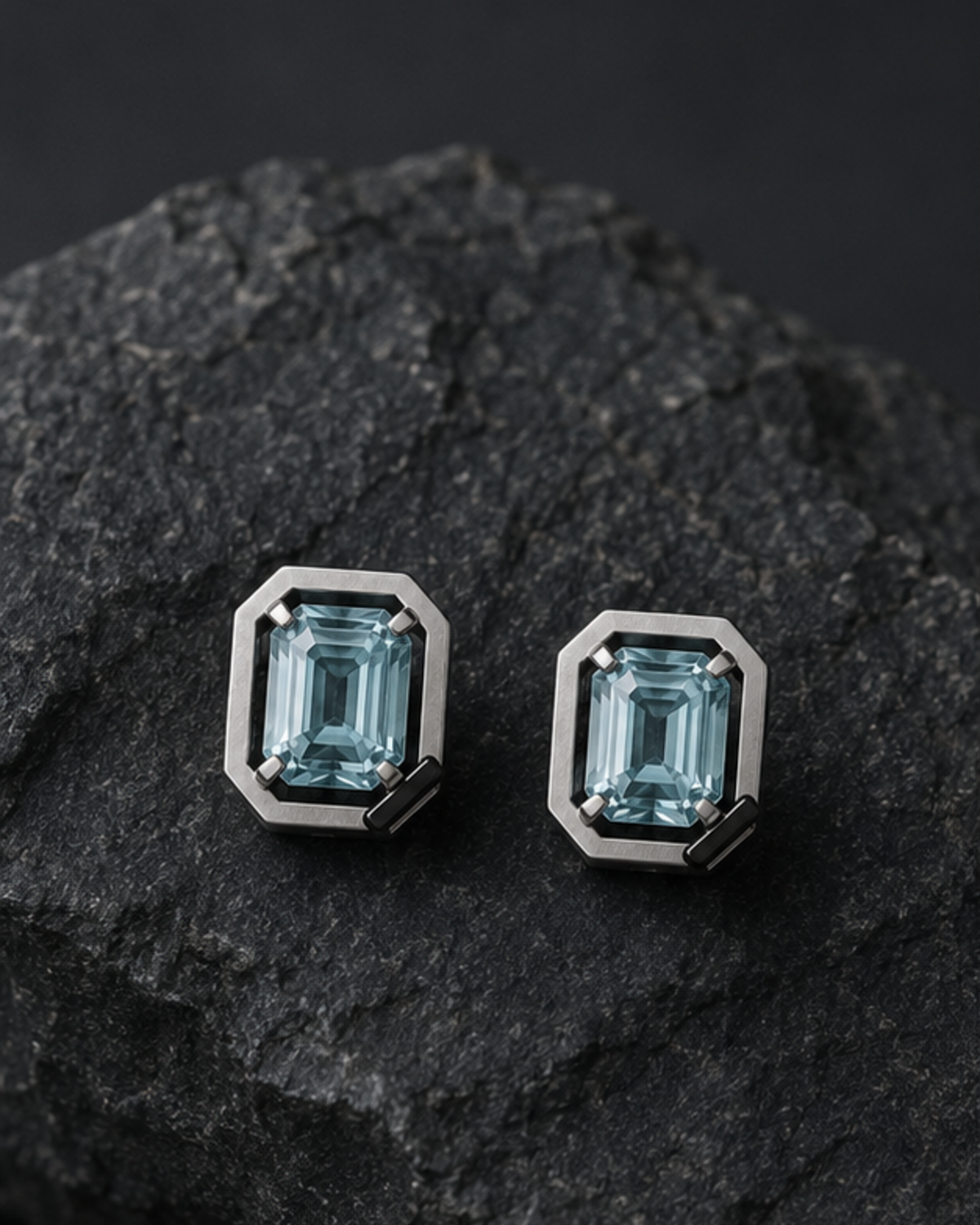 Cipher Studs 16 atelier product visualization on dark charcoal