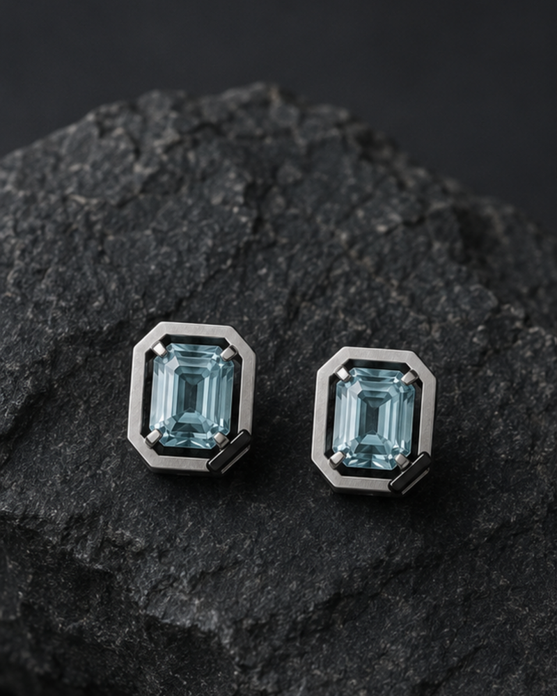 Cipher Studs 16 atelier product visualization on dark charcoal