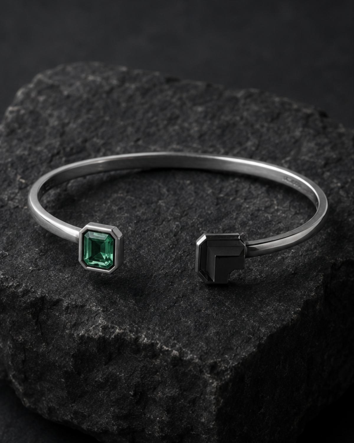 Cipher Bangle 19 atelier product visualization on dark charcoal