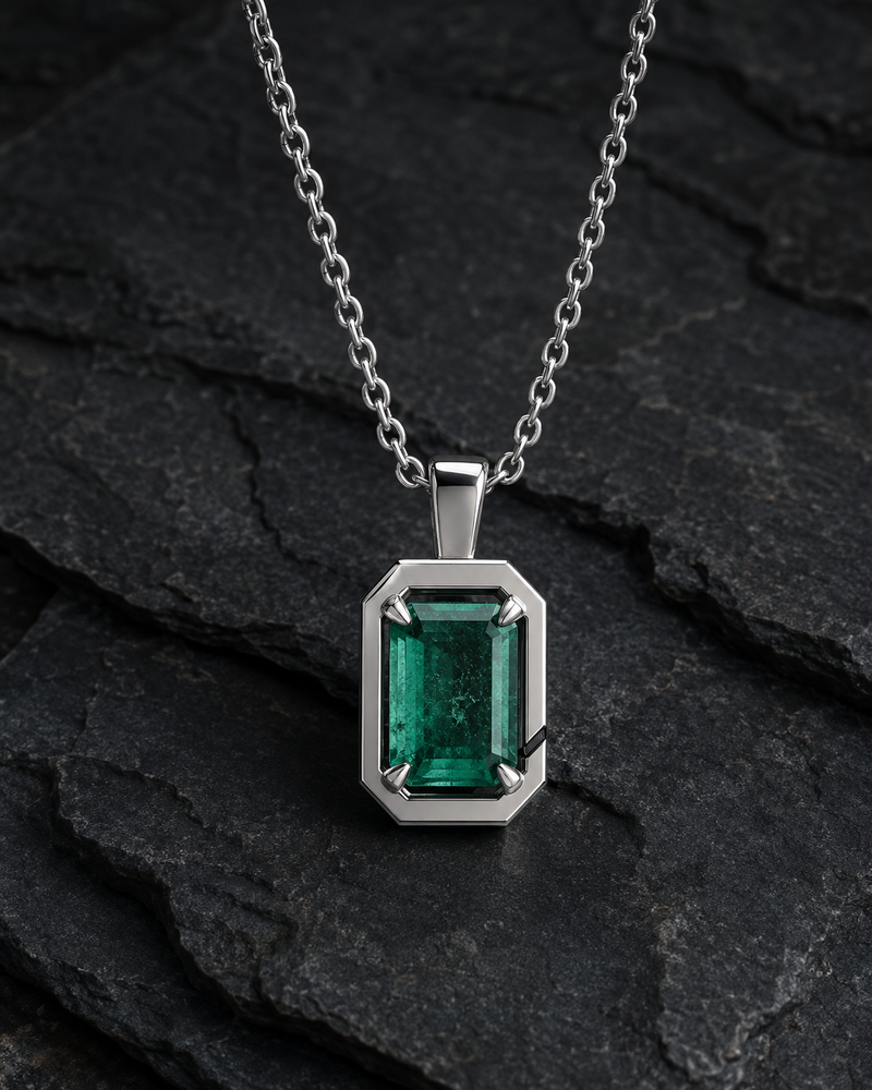 Cipher Pendant 03 emerald studio visualization