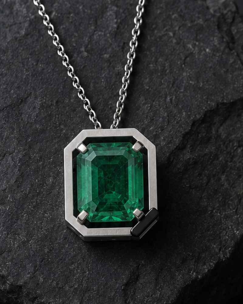 Cipher Pendant 10 atelier product visualization on dark charcoal