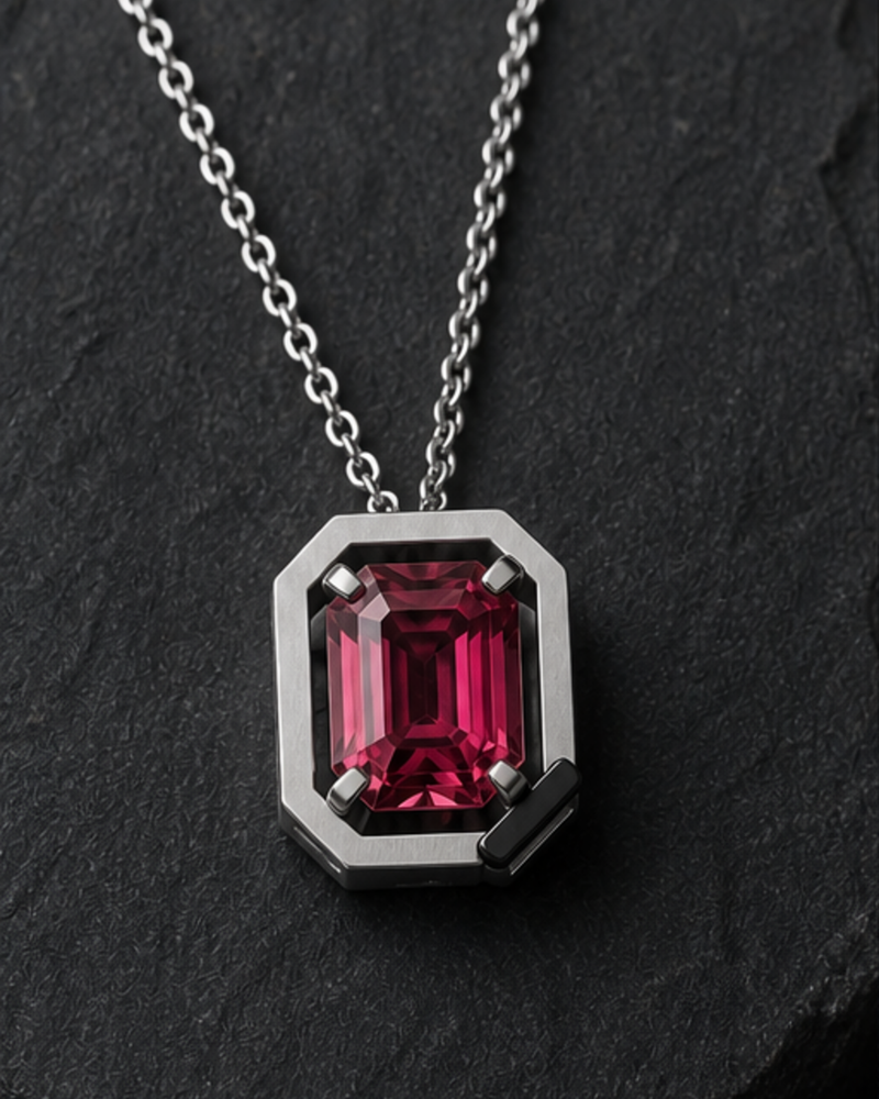 Cipher Pendant 14 atelier product visualization on dark charcoal