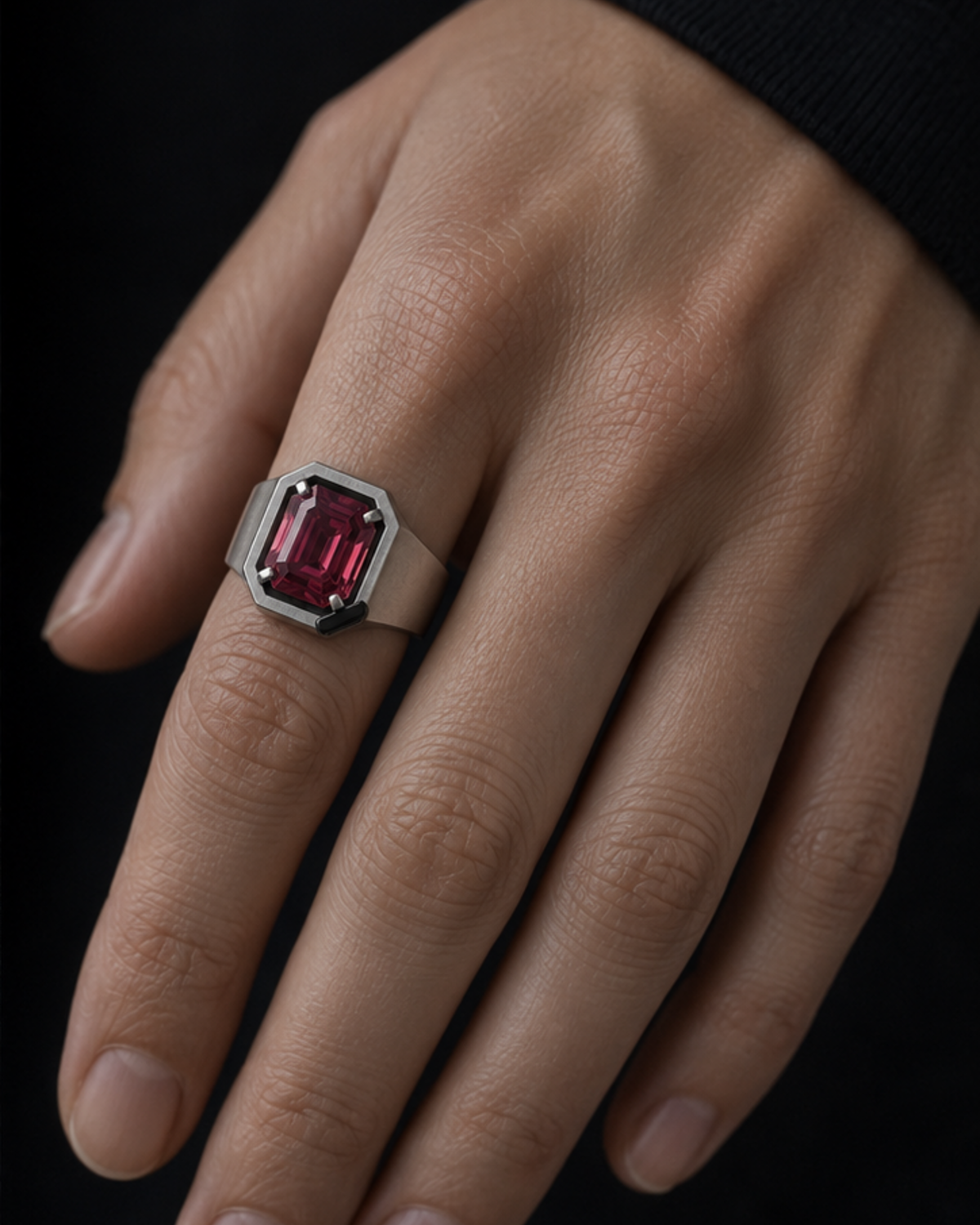Adult woman wearing Cipher Signet 18 at approximate scale