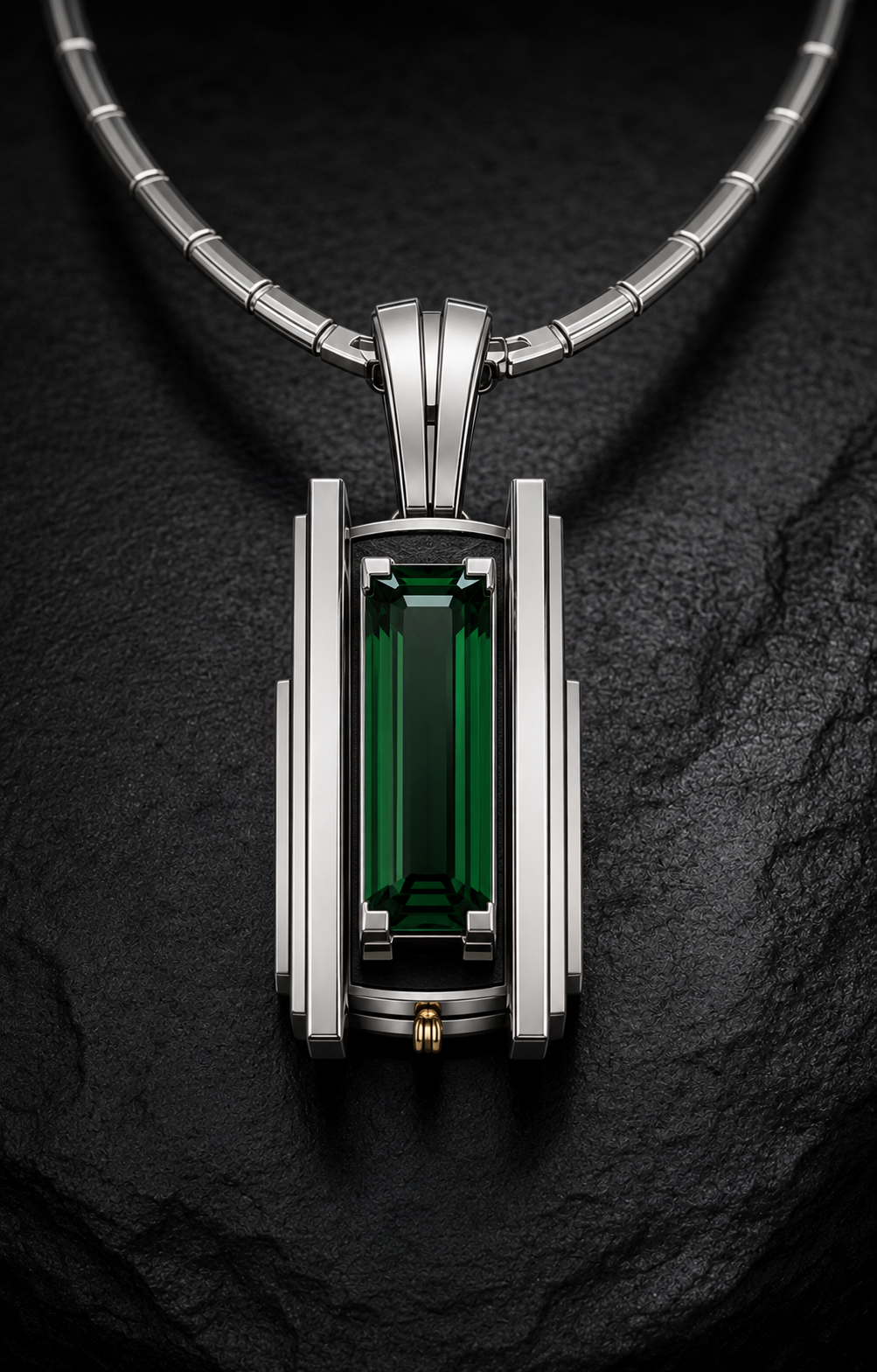 Concept rendering of The Verdant Bastion green gemstone pendant