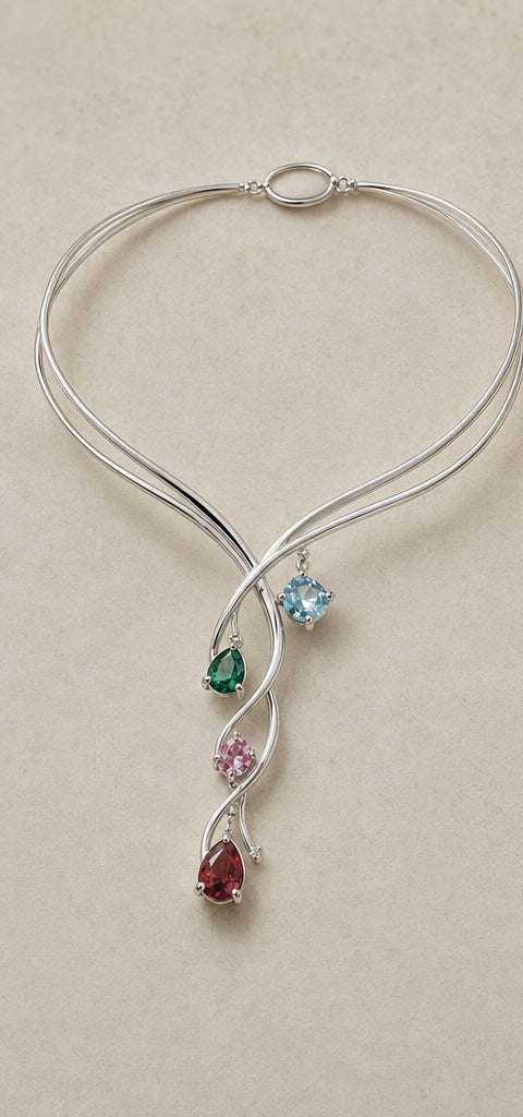 Lilt Cascade Collar — Mixed Gemstones — product portrait