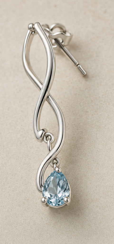 Lilt Orbit Drops — Aquamarine — silverwork construction detail