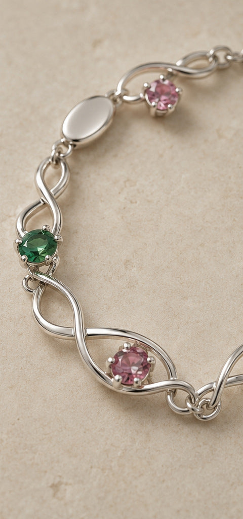 Lilt Trellis Bracelet — Mixed Gemstones — silverwork construction detail