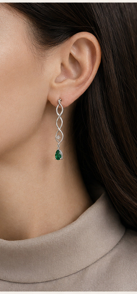 Lilt Vine Drops — Emerald — shown worn by a woman for scale